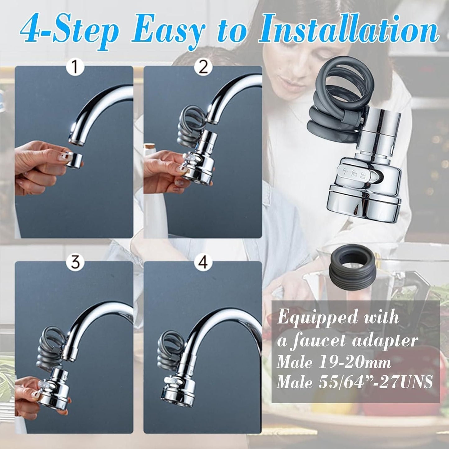 Sink Sprayer Attachment Faucet with 3 Modes (142 * 52 mm)